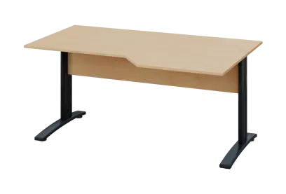 EZK 18 - 166 stůl kancelářský, rohový, pravý, kovová podnož černá, deska 18 mm, široký 1600 mm, bříza irská